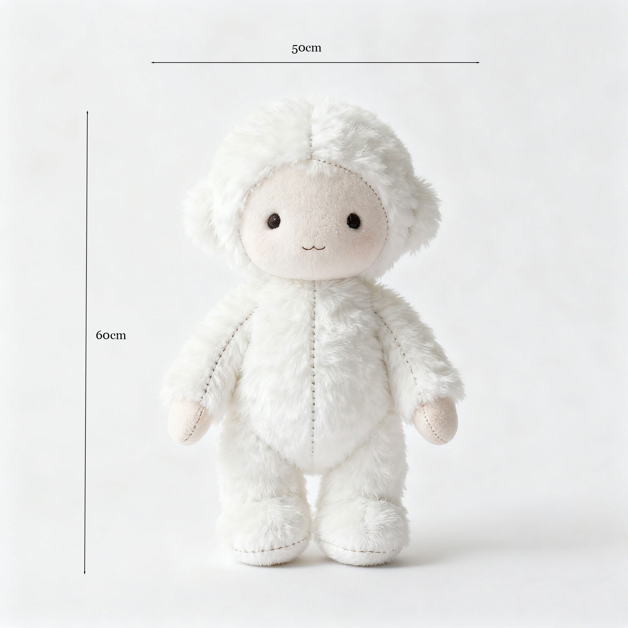 Detalle de la cara sonriente del peluche oveja