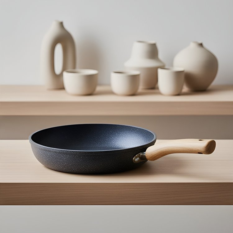 Detail povrchu černé nepřilnavé pánve