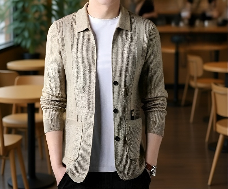 上品なデザインのメンズコート型セーター