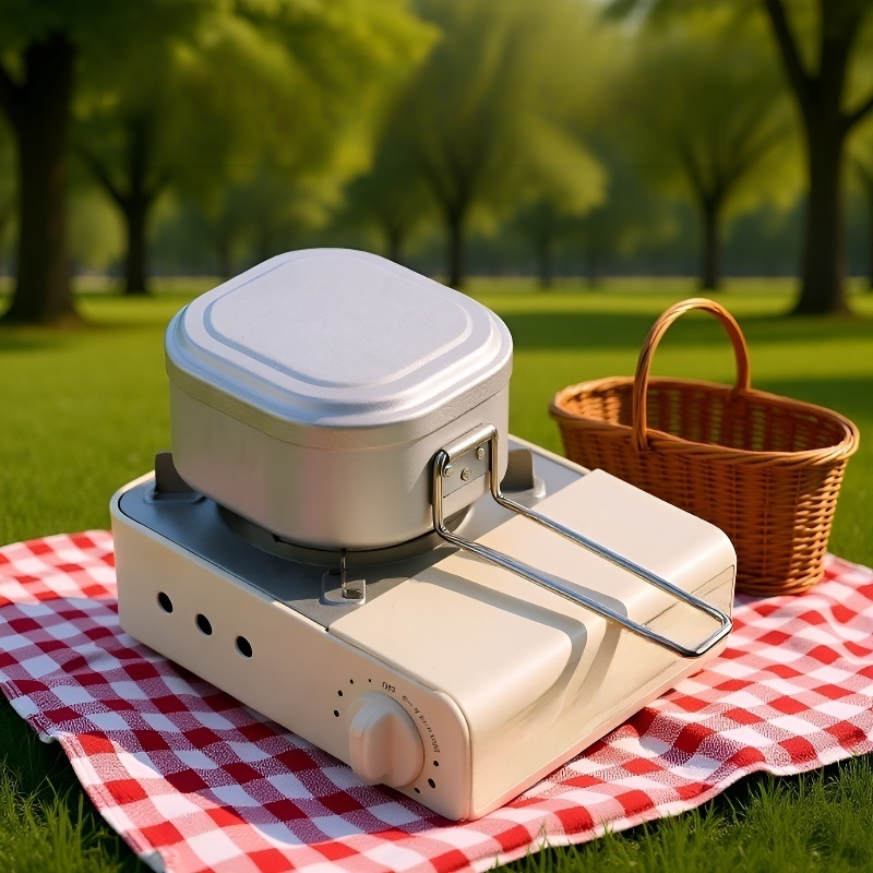 손잡이가 있는 사각형 알루미늄 도시락통