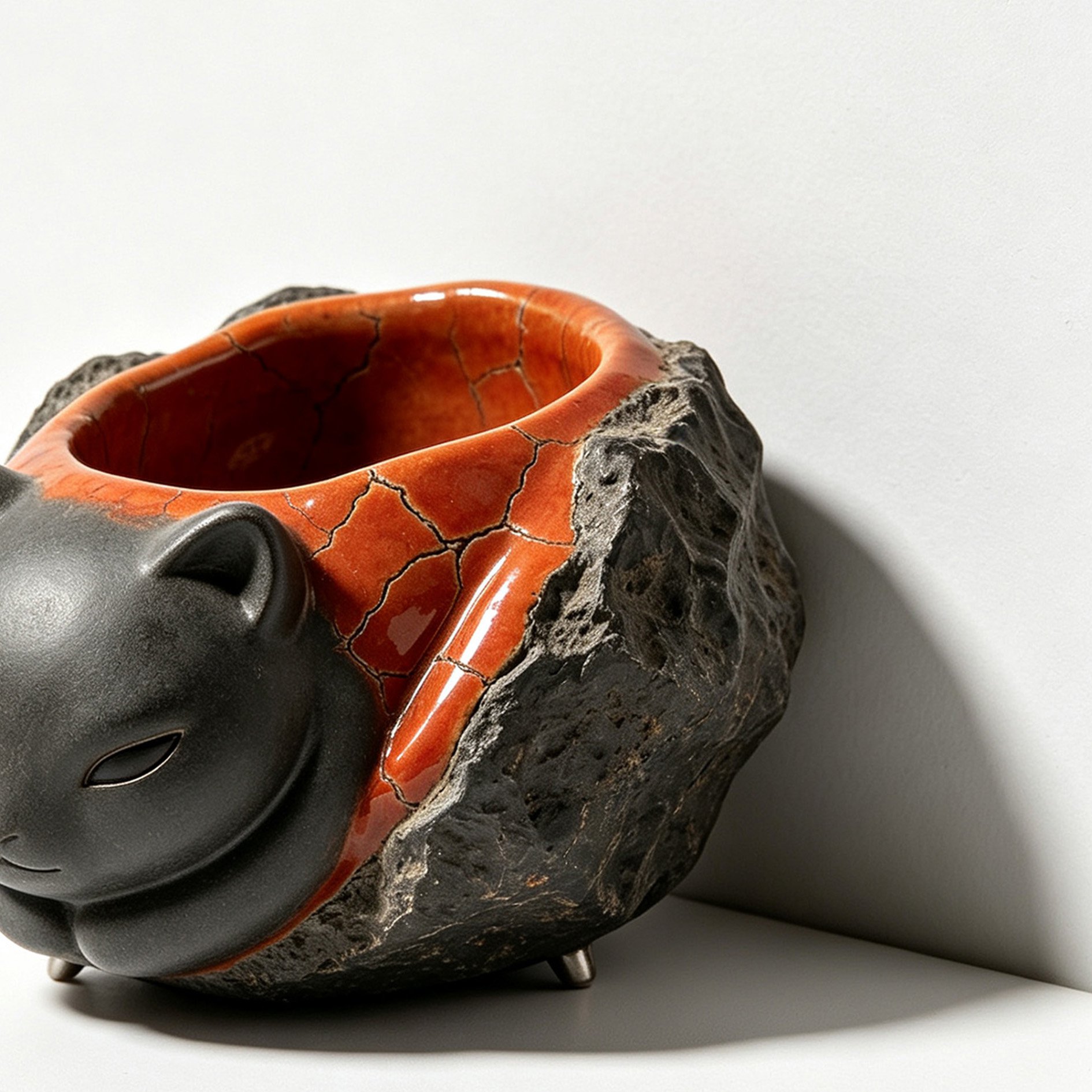 Sleepy Cat Rock Fun Flower Pot