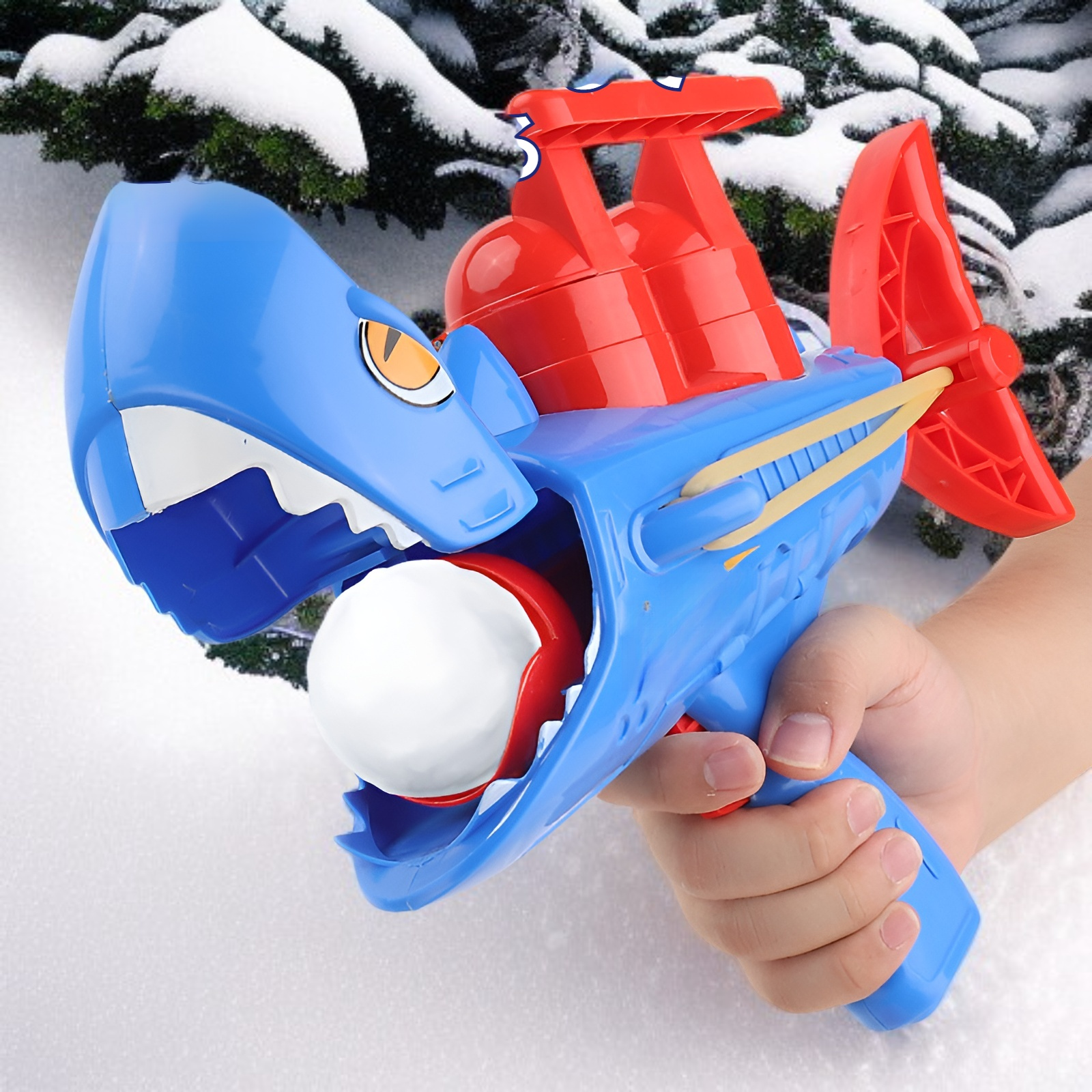 シャーク型スノーボールランチャー 子供用雪玉ガン 雪遊びおもちゃ