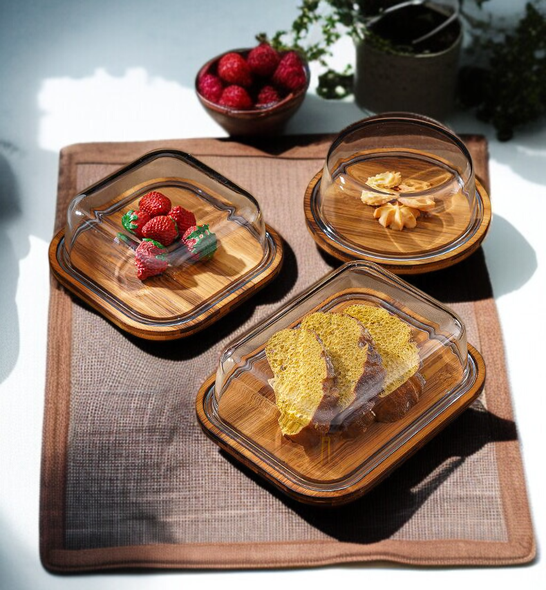 防塵効果のあるガラス蓋付きトレイ