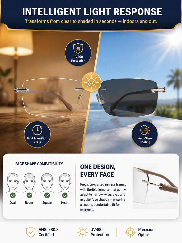 Ultra-Thin, Frameless Photochromic Reading Glasses