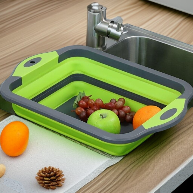 ポータブル折りたたみ式一体型まな板水切りバスケット