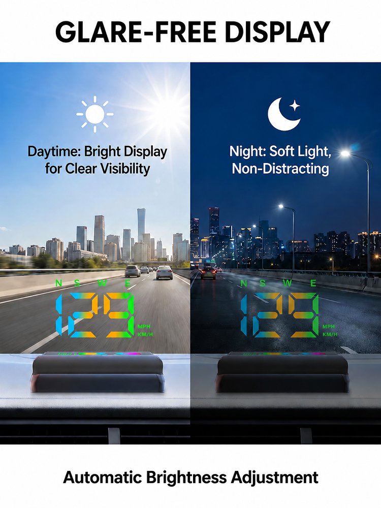 Large Font Clear Color Car HUD Display