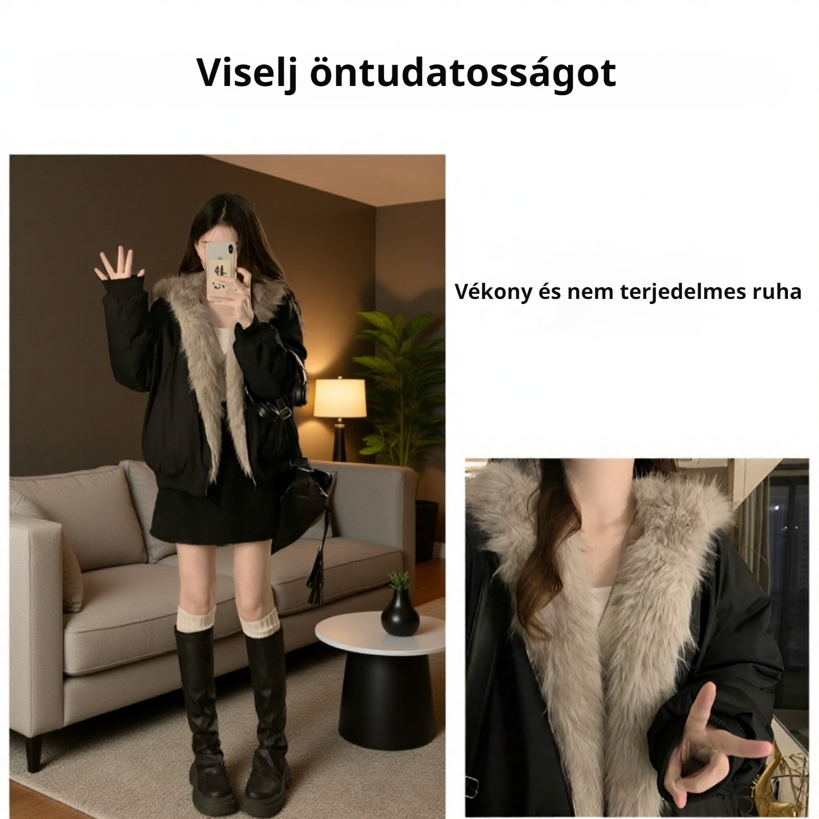 Kényelmes és meleg női rövid télikabát