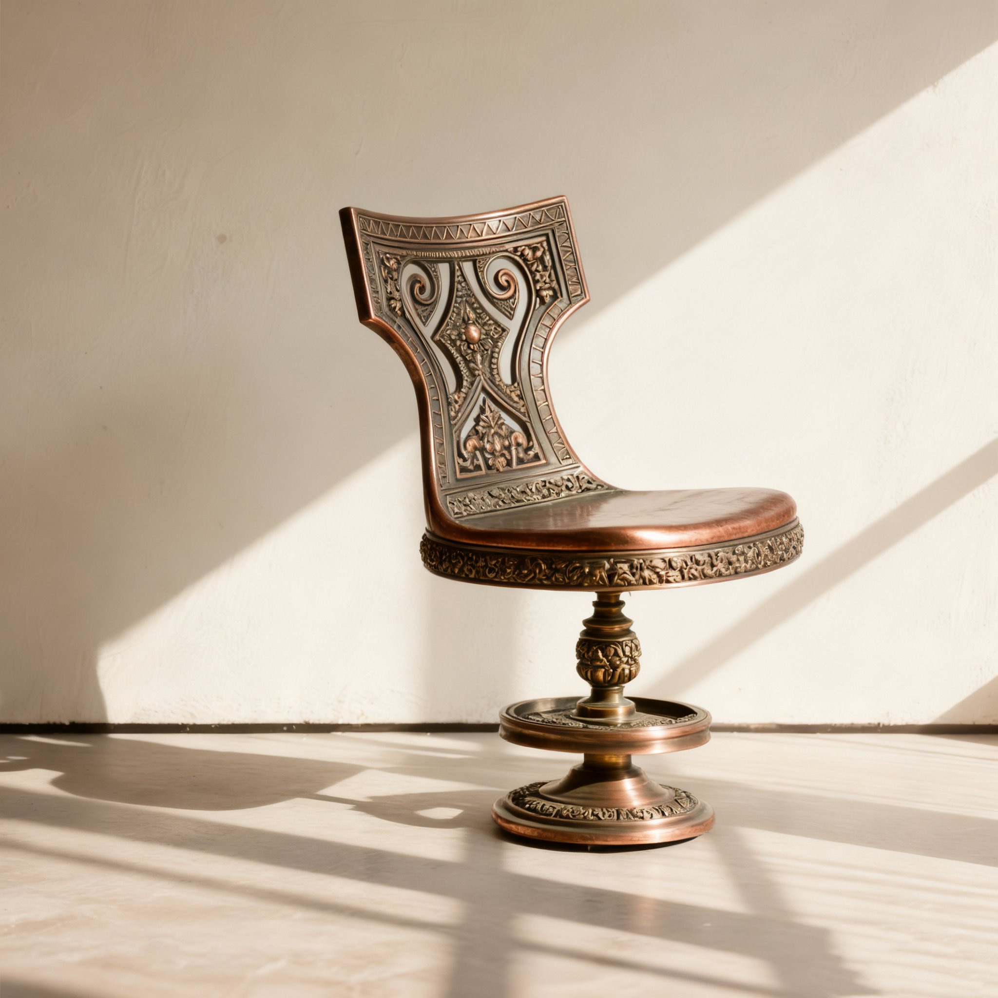 เก้าอี้เหล็กหล่อหมุนได้ลายแกะสลัก