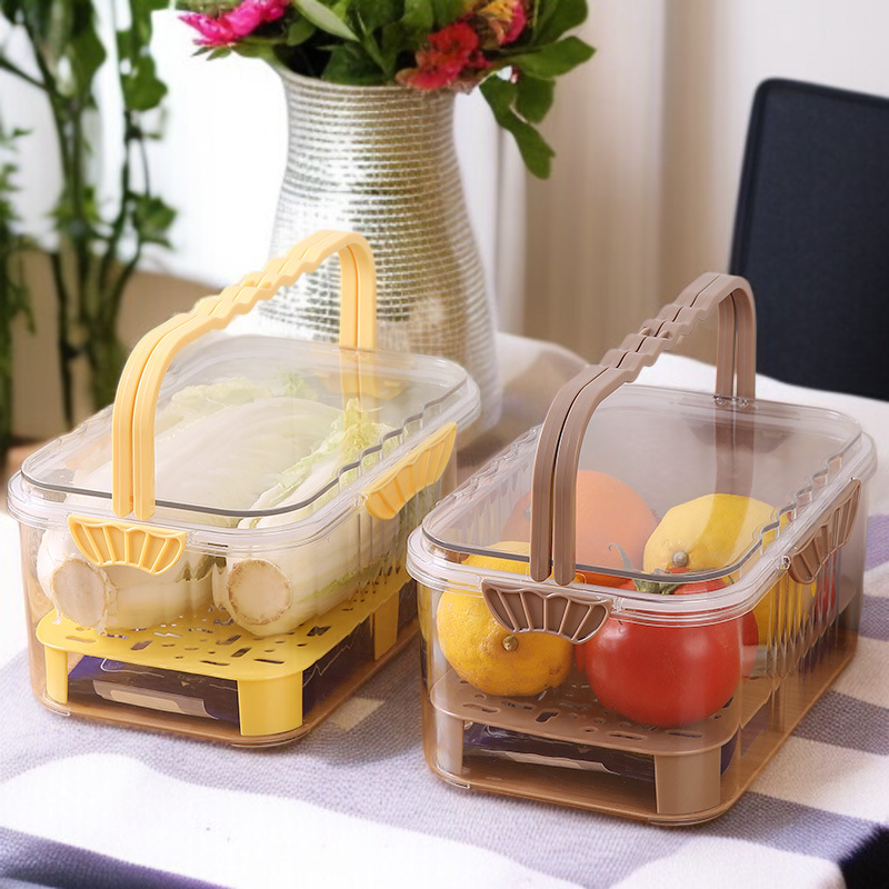 新しいポータブル野菜冷蔵庫野菜果物箱ランチボックス屋外ピクニックバスケットスナック果物収納ボックス