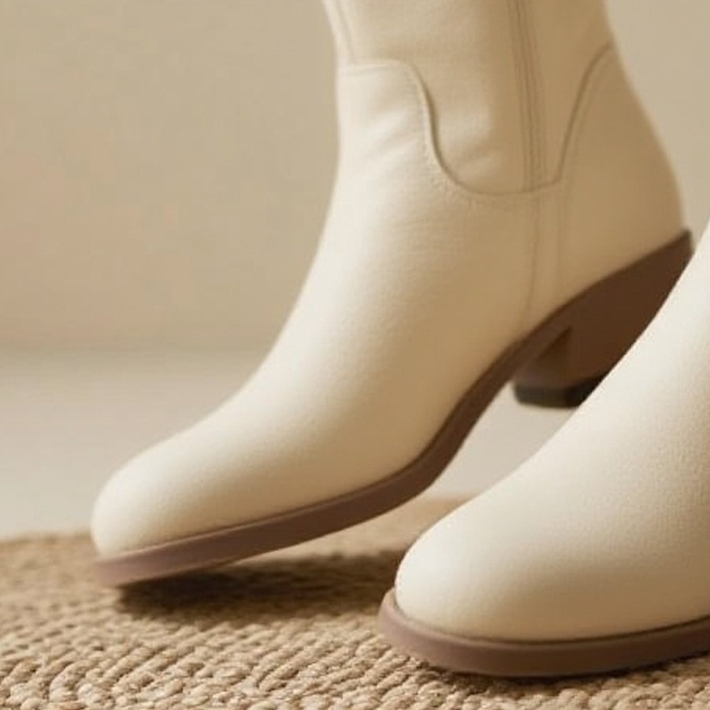 트렌디한 연베이지 앵클부츠 착용 예시