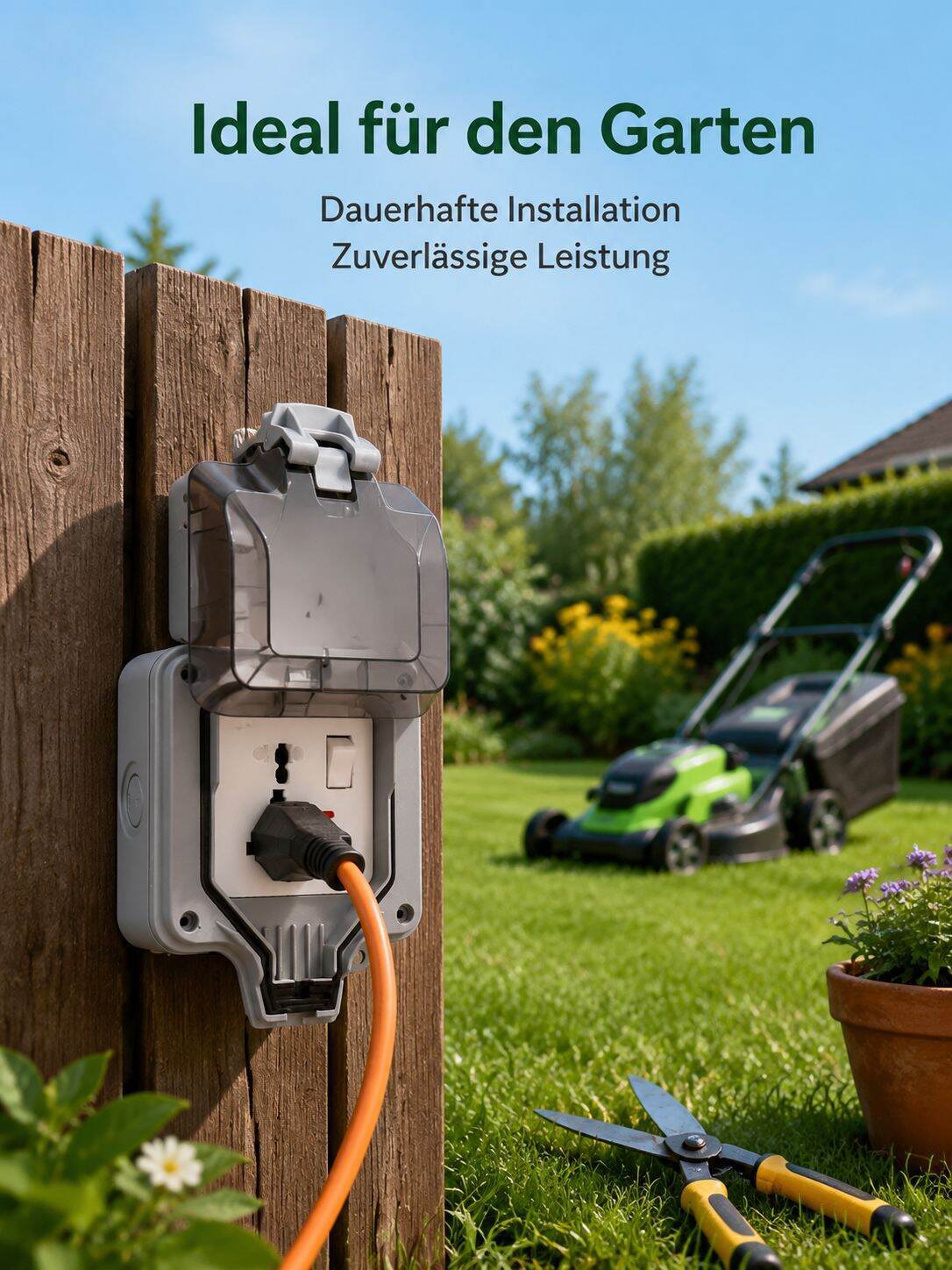 Multifunktionale wasserdichte Außensteckdose, 5-fach mit Schalter, geeignet für 110V/220V
