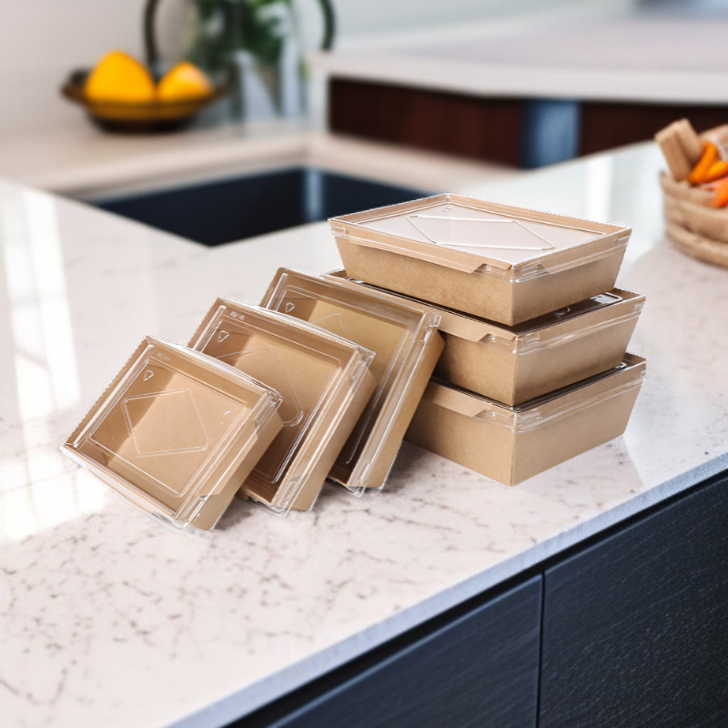크라프트지 투명 뚜껑 도시락 용기