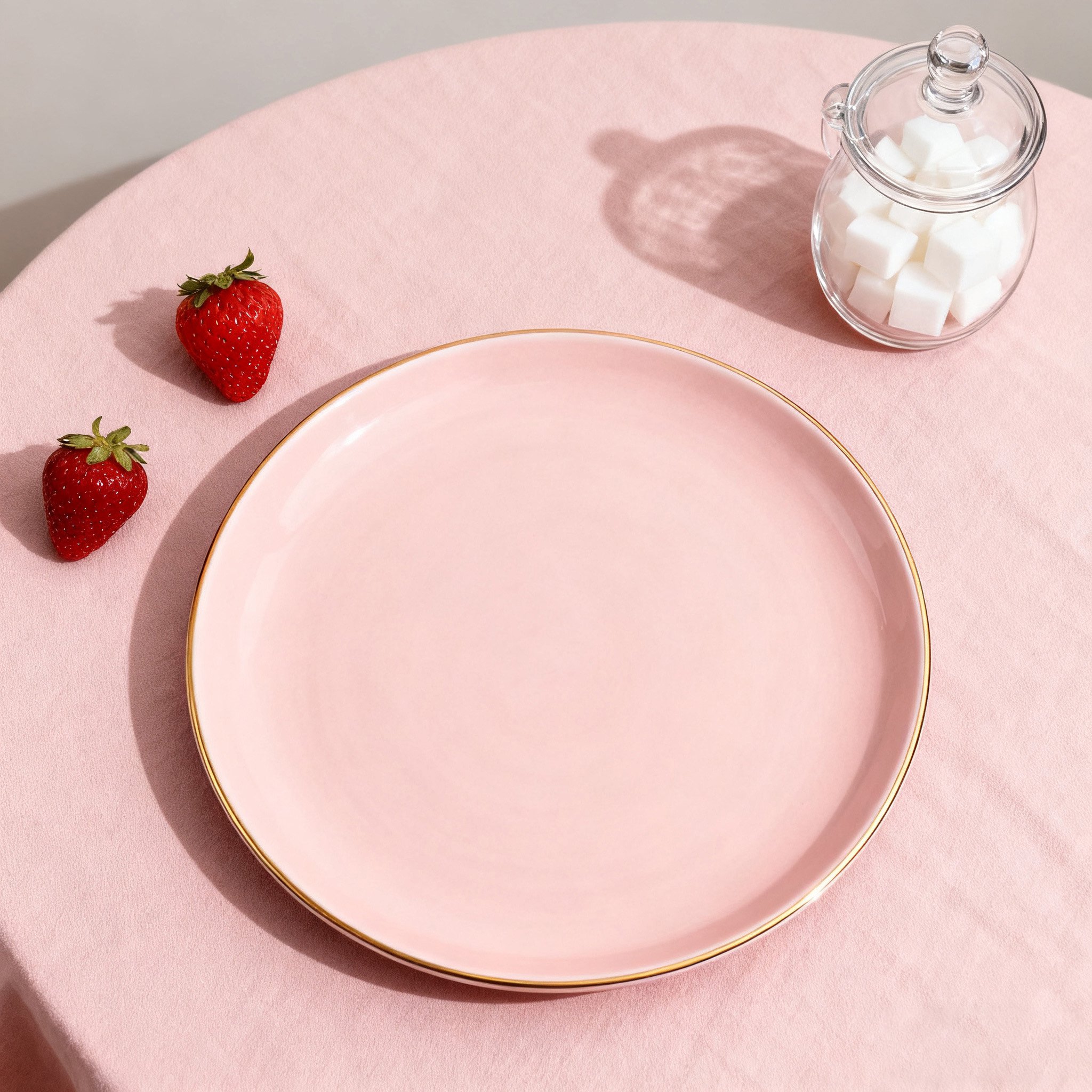 Eleganter Teller mit Roségoldrand(3 Stück)