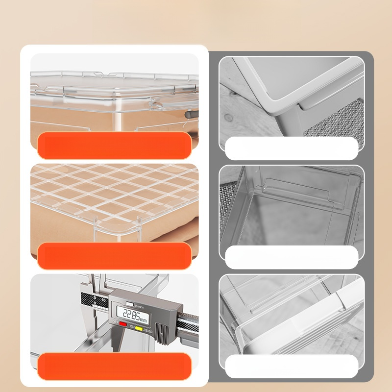 Boîte de rangement transparente en plastique pour la maison, organisateur multifonction