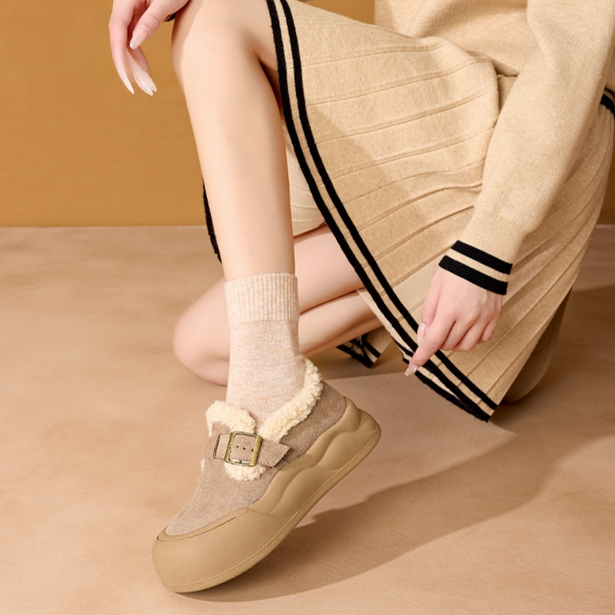 두꺼운 밑창의 털안감 버켄슈 스타일 신발