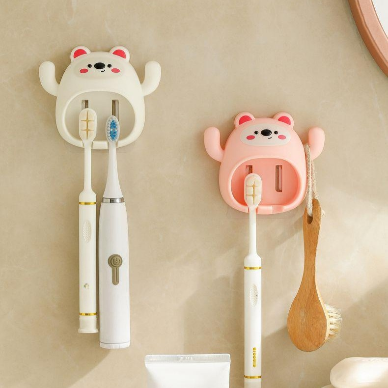 카툰 무타공 칫솔 거치대 욕실 화장실 수납 선반