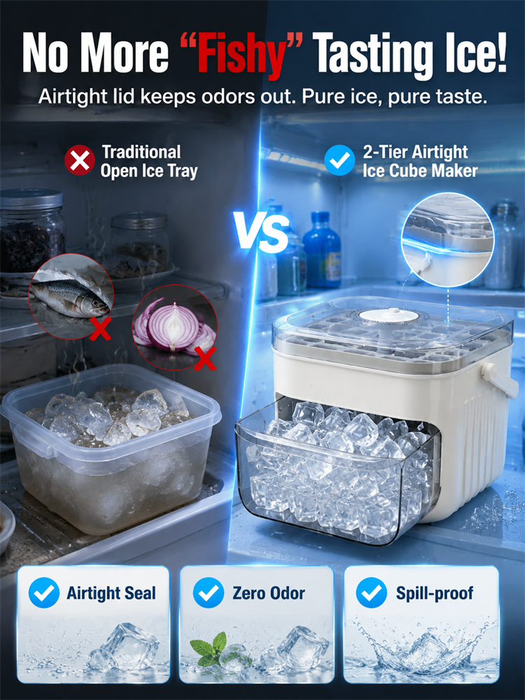 No dirty hands — large-capacity ice maker with a free ice scoop included.