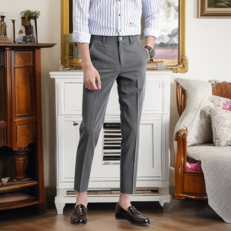 メンズスーツ九分丈パンツカジュアルスモールスーツパンツブラックスリムスモールレッグストレートドロップパンツ