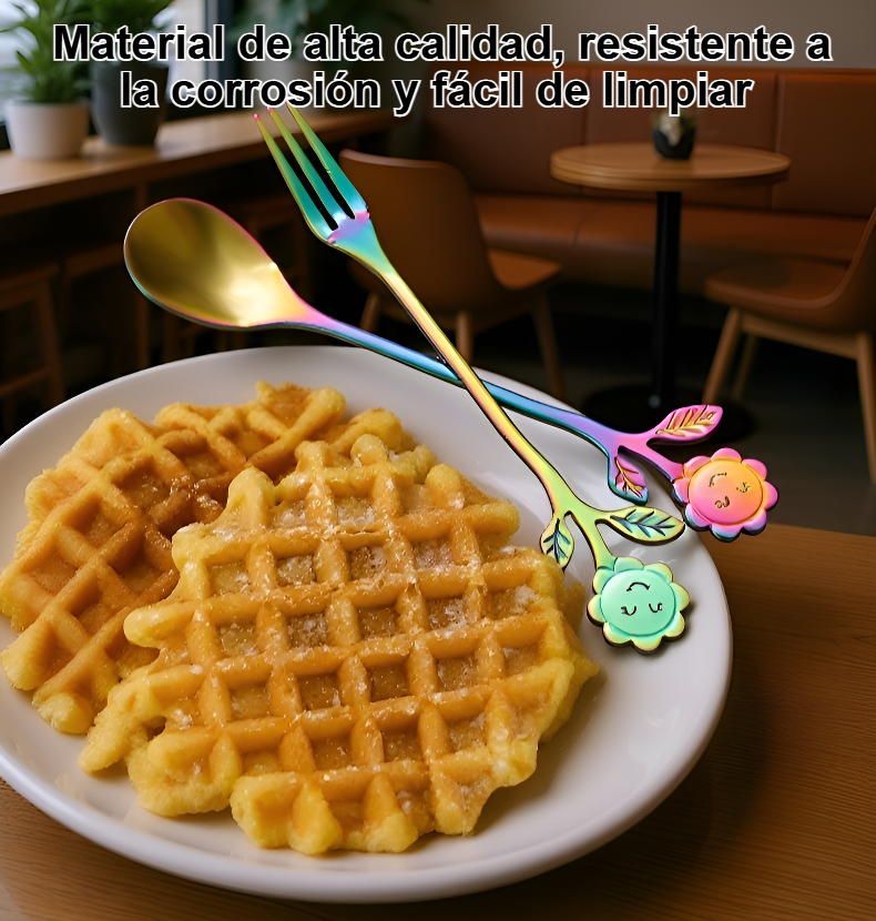 Cuchara de acero inoxidable con hoja de oro diseño Love