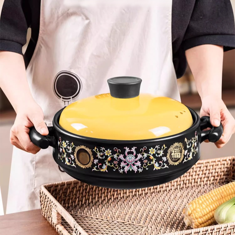 【乾燒不裂】福字纏枝蓮琺瑯乾燒煲