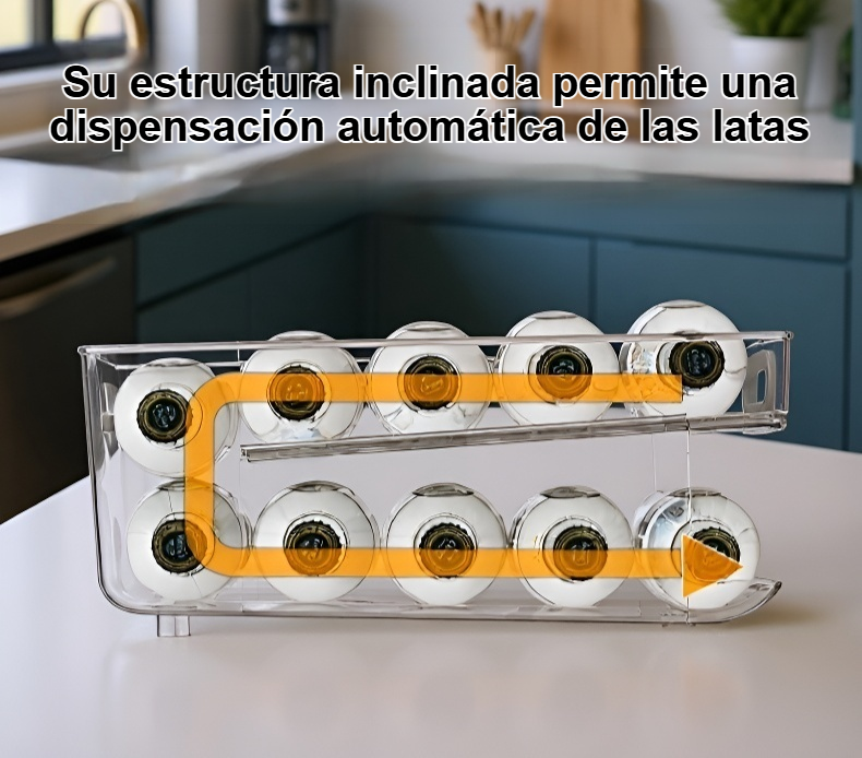 Organizador de latas de aluminio con varias latas