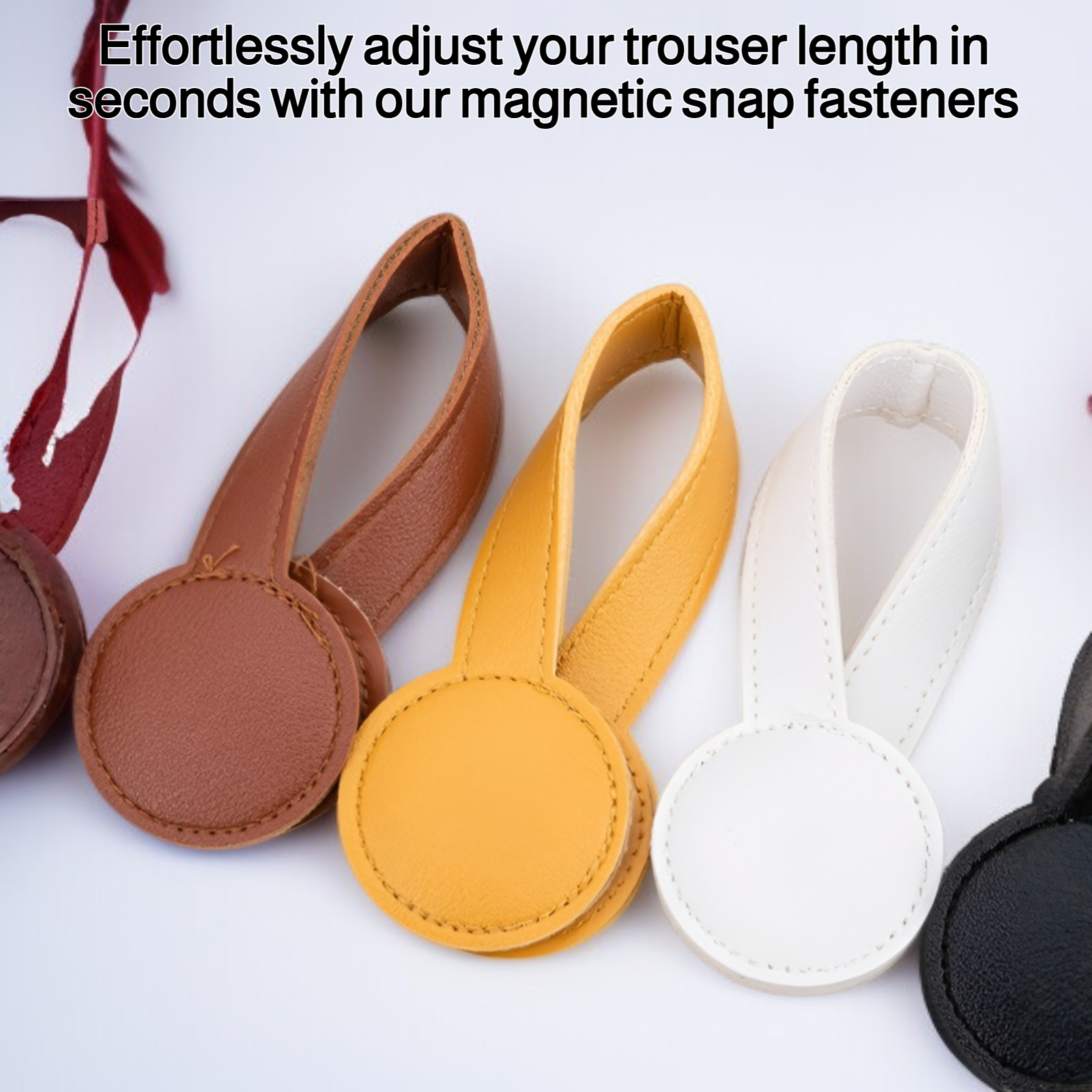 Magnetic snap fasteners for trouser hems