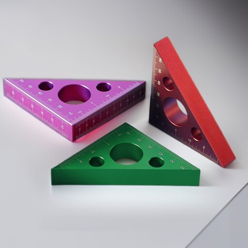 木工用具 直角三角形厚物定規 アルミニウム合金製厚型アングルゲージメトリックインペリアル高さ測定三角定規