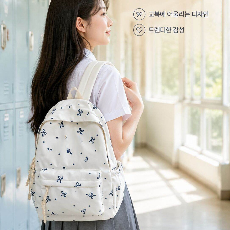 한국식 하라주쿠 플라워 스쿨백 여학생 백팩
