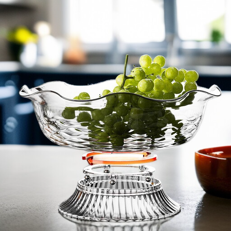 Light Luxury Rotating High-Foot Fruit Plate for Living Room Coffee Table