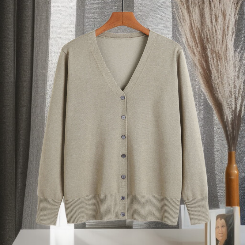長袖ニットカーディガン、無地、シンプルでエレガント、レディースセーターの上に重ね着するのに最適です。