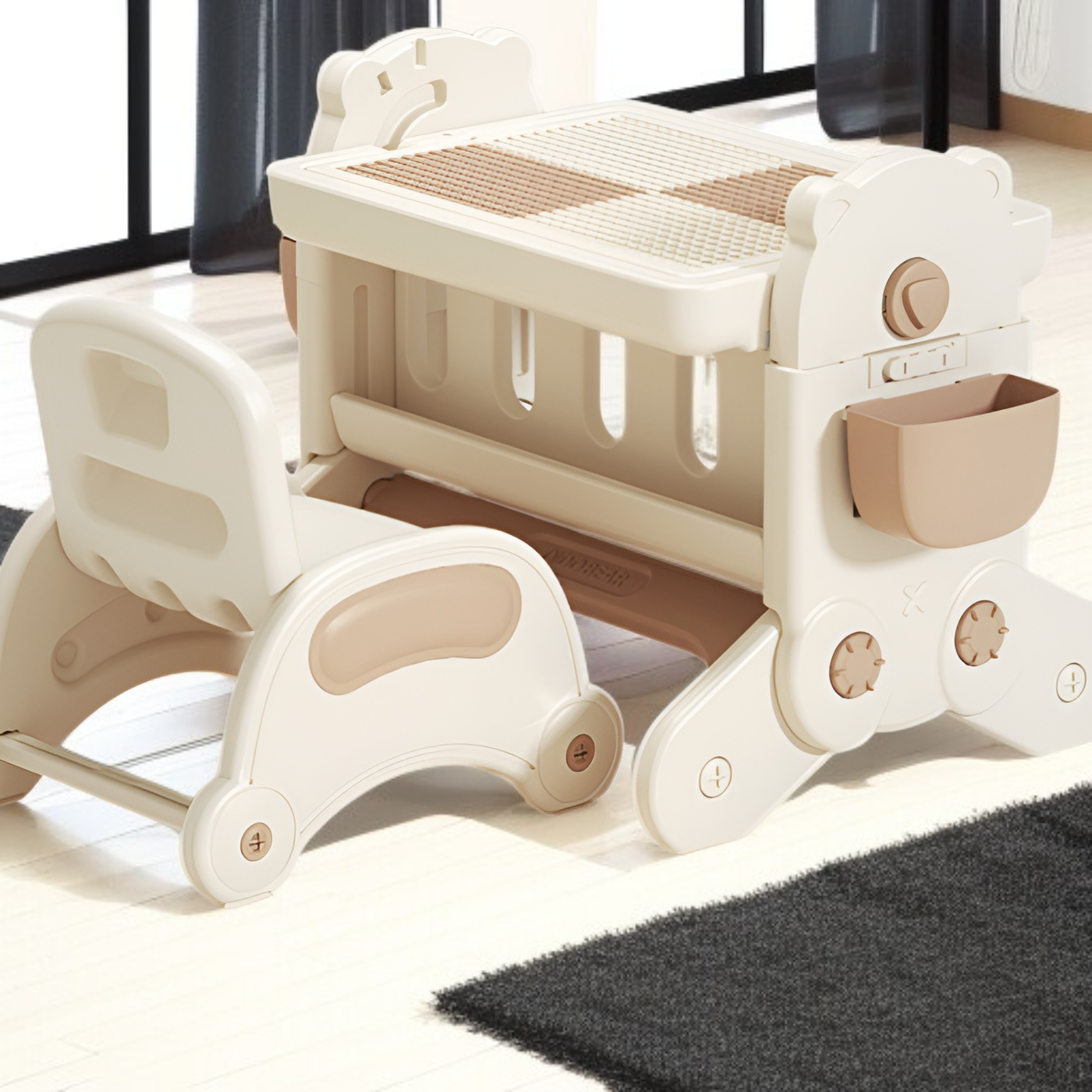 ブロック収納テーブルと椅子のセット