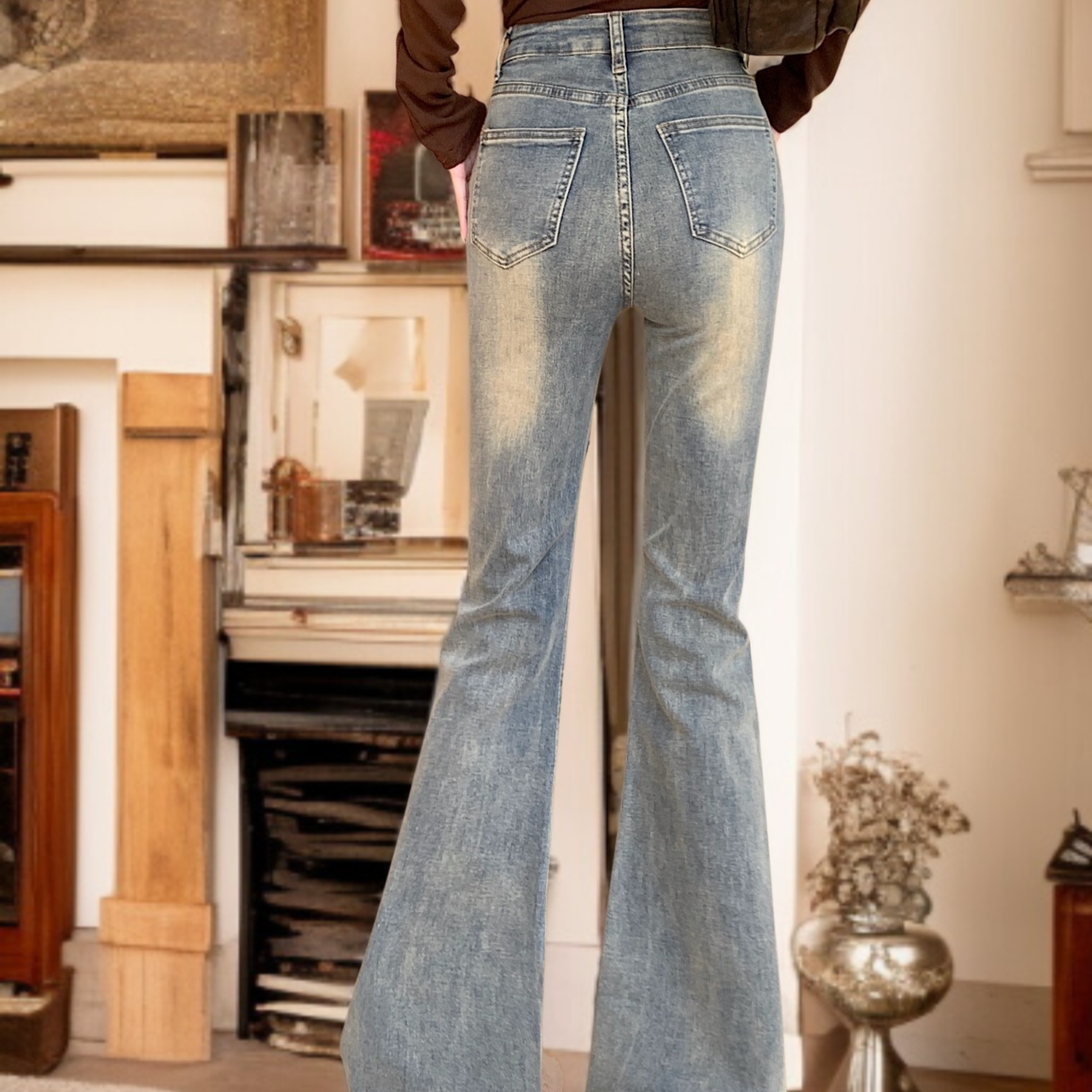 レディースストレッチフレアジーンズ