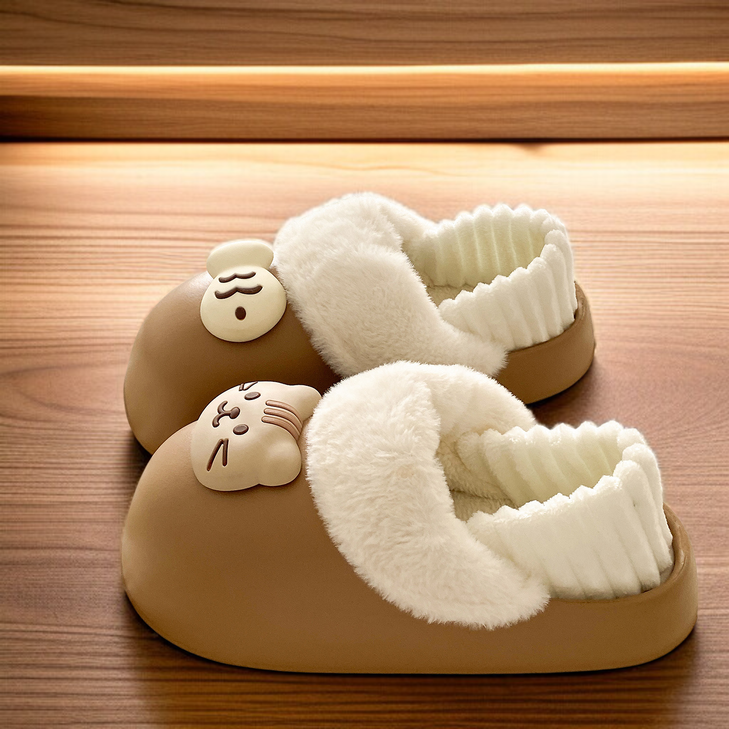 かわいい猫型EVAルームスリッパ 男女兼用 防寒・滑り止め 室内外両用