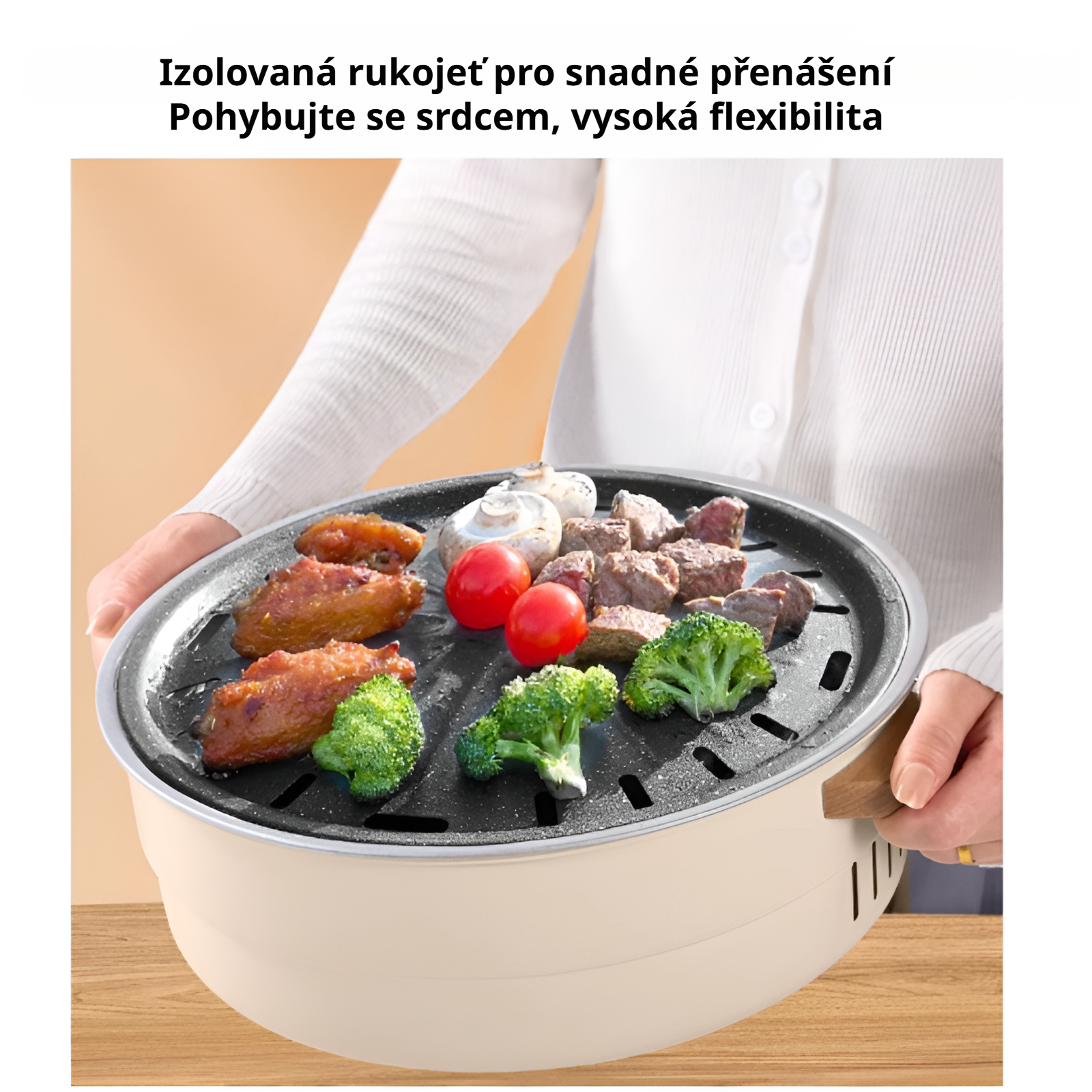 Venkovní gril na dřevěné uhlí, přenosný čajový gril, domácí grilovací sada