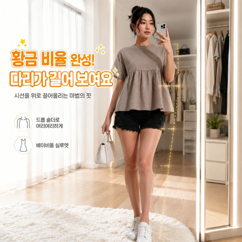 여성용 페이크 코튼 린넨 반팔 루즈핏 베이비돌 탑