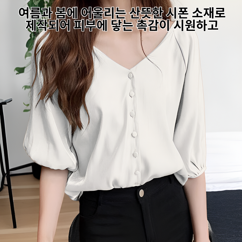 여성용 신상 봄/여름 한국 스타일 루즈핏 시폰 블라우스, 반팔 상의