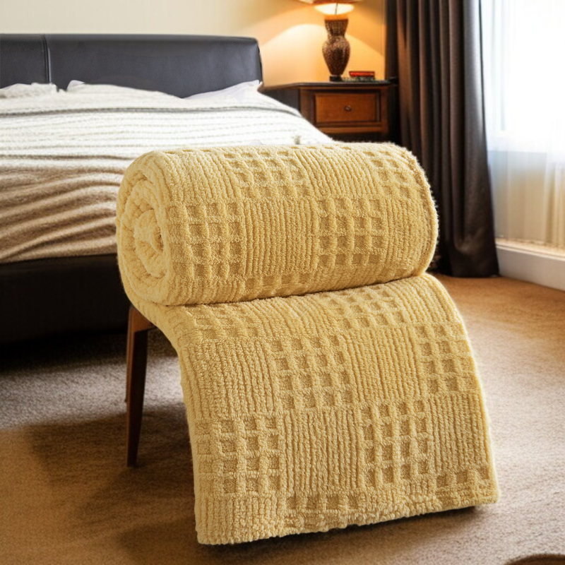 Meleg, párnázott plüss takaró, vastagított otthoni takaró