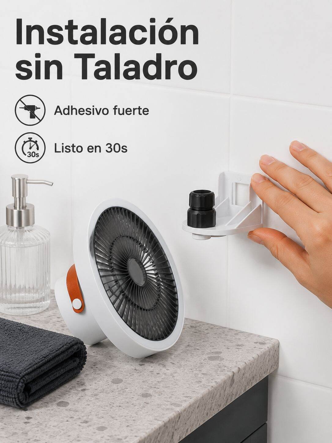 Ventilador de pared sin taladro, instalación fácil