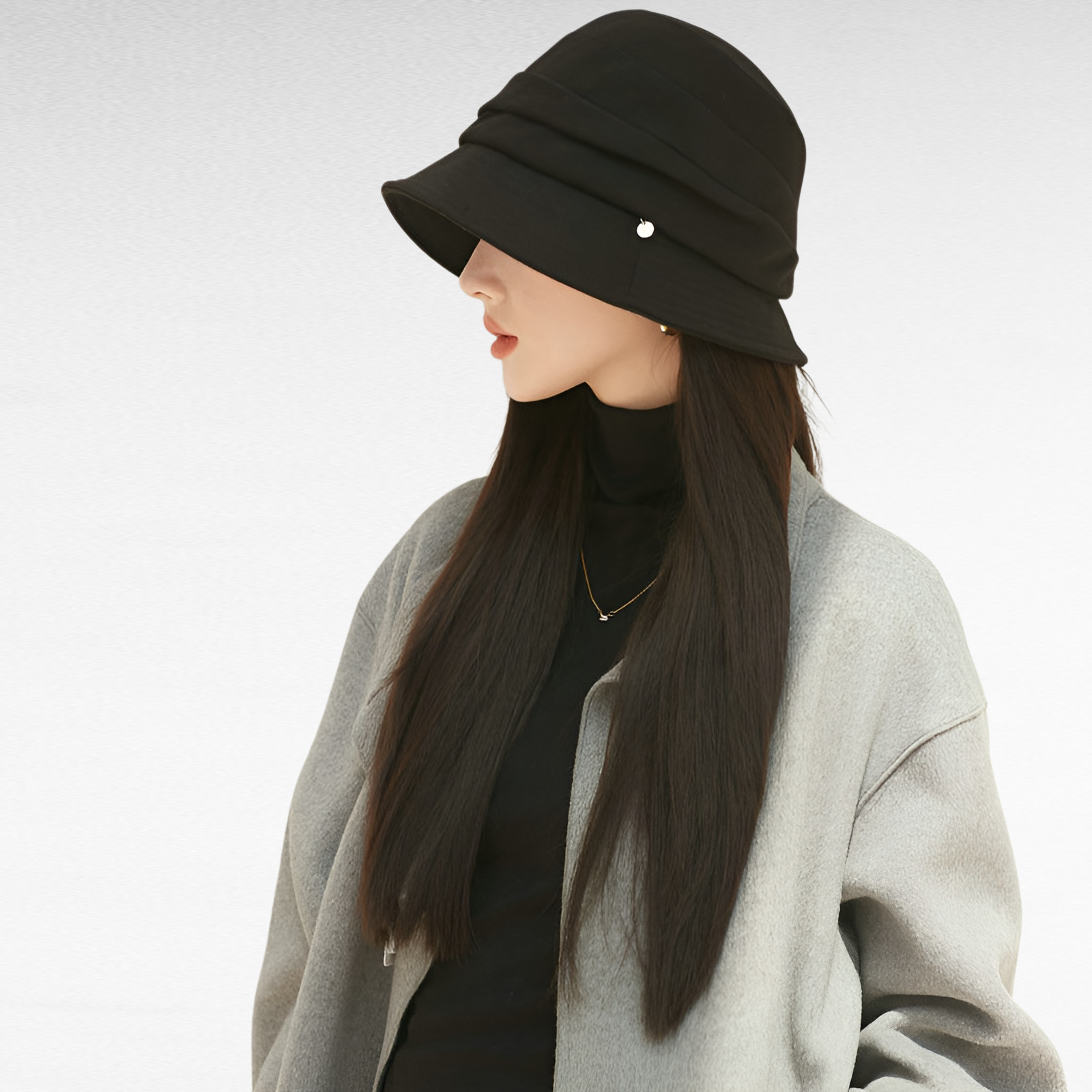 일본 분지 모자 디자이너 봄과 가을 캐주얼 여성 얇은 방한 스타일 금욕 모자 넓은 챙