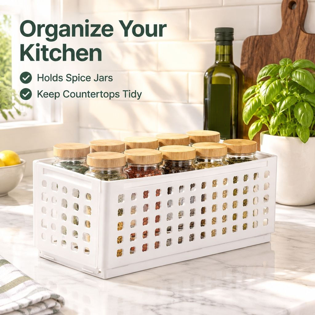 Foldable Desktop Plastic Storage Basket