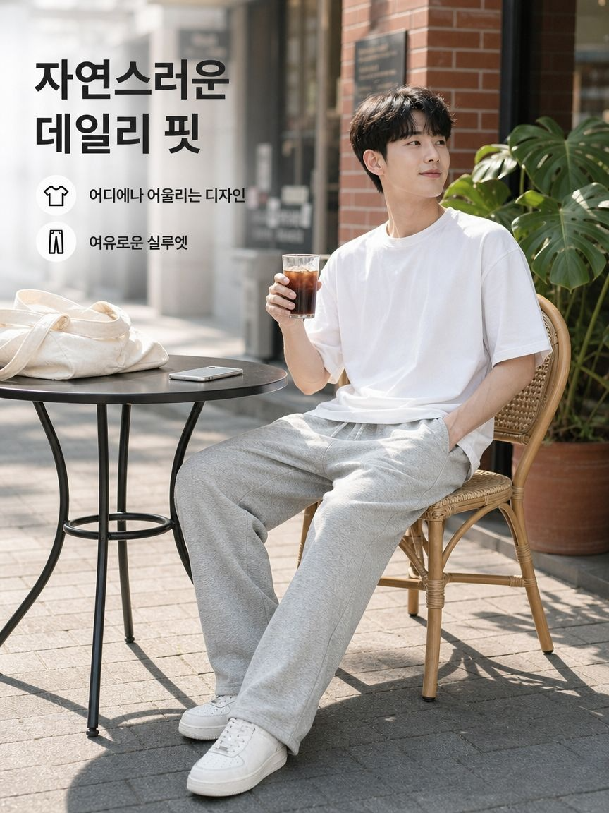 남성 캐주얼 운동 바지 슬림핏 데일리 팬츠