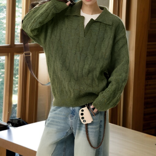 アメリカンスタイルのフェイクツーピース V ネック セーター、オーバーサイズ、厚手のニットウェア、暖かくて着心地が良い、ユニセックス、秋冬用、ゆったりとしたリラックススタイルのウール ベースレイヤー 