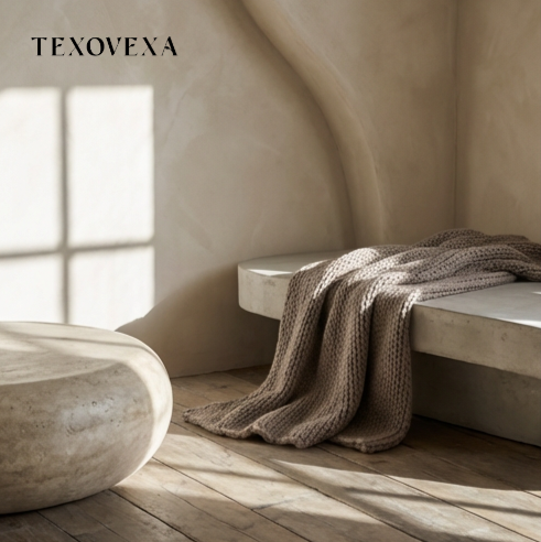 ผ้าคลุมโซฟาสีสันสดใสเพิ่มความสวยงามให้ห้องนั่งเล่น