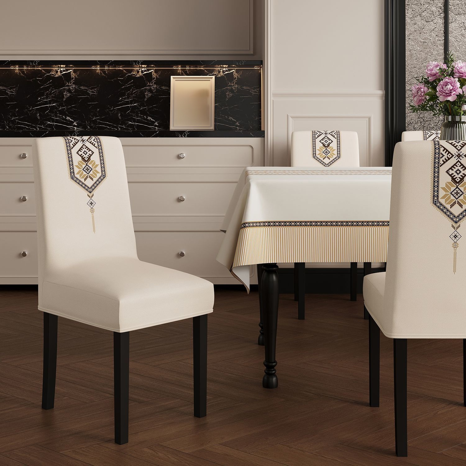 High space utilization dining chair cover Dining chair table cover Four seasons artistic flavor serv