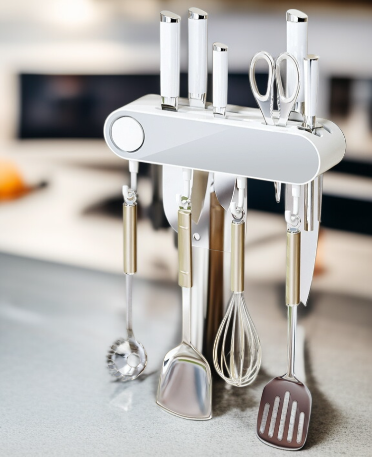 벽걸이 주방 칼 수납 선반 설치 모습