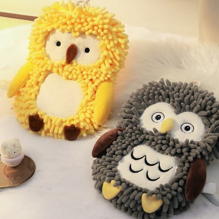 Cute Owl Chenille Hand Towel