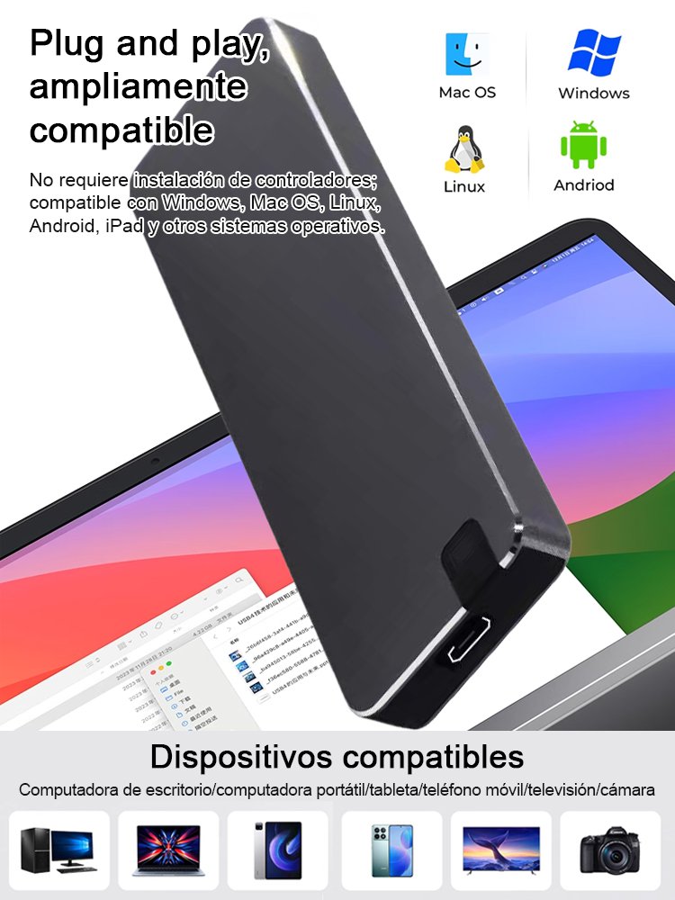 USB4.0 Gen3 – Disco duro sólido portátil de alta velocidad: transmisión estable sin pérdidas