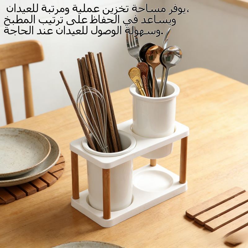 صندوق عيدان الطعام الخشبي مع تهوية وأنبوب عيدان طعام سيراميكي