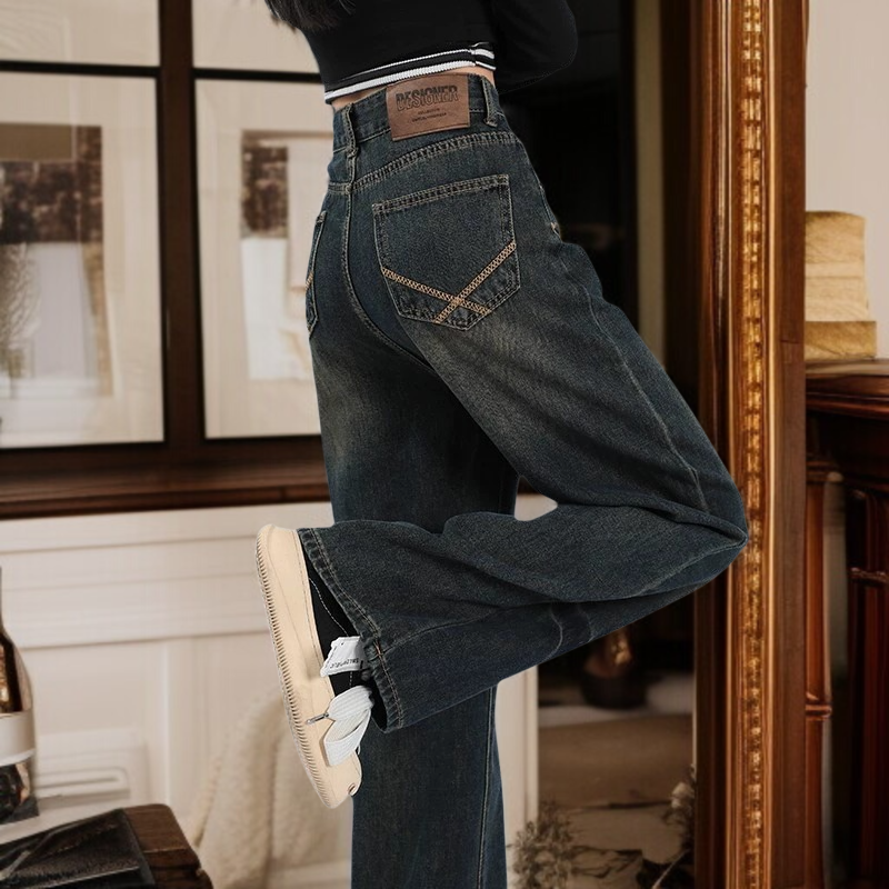 키작녀 하이웨스트 슬림핏 스트레이트 청바지