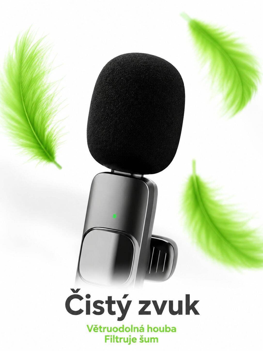 Klipový mikrofon Bezdrátový příjem Okamžité připojení